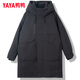 Duck Ou Hao same style down jacket for men and women medium length 2025 winter new cold-proof workwear parka warm jacket thick YX black XL 180/96A (XL)