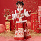 Nisha Beier Girls Hanfu Chinese Style Winter Clothes Horse Face Skirt Set 2025 New Costume Children's Year of the Snake Red 120