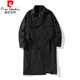 Pierre Cardin Balmacen trench coat men's mid-length autumn mature style godfather coat waisted Kensington German clerical coat black M