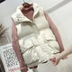 Sheng Saixi Vest Women's Jacket Women's Autumn and Winter Versatile 2025 Women's Vest New Down Cotton Vest Women's Outerwear Korean Style Loose Beige One Size Recommended 80-140 Jin Jin equals 0.5 kg