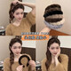 (7 colors selected) Korean retro leopard print toothed plush headband women's non-slip face wash hairpin headband 2025 autumn and winter beige