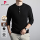 Pierre Cardin cardigan men's autumn and winter business henley collar sweater sweater casual all-match warm bottoming shirt men's black XL recommended 135-150Jin Jin equals 0.5 kg