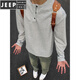JEEP SPIRIT Jeep light gray Henry collar long-sleeved t-shirt men's autumn and spring trendy brand inner layering shirt American heavyweight po.lo sweatshirt gray L