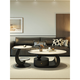 New oval slate coffee table modern simple living room household light luxury high-end small apartment tea table combination black frame drawer fish belly white 100+50*50 fish belly white
