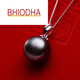 Bhiodha black pearl pendant white gold exquisite solid leaf style gift for mother or girlfriend 90-100mm