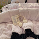 Mercury series French fairy lace carved velvet warm four-piece set double-sided velvet duvet cover milk velvet 3-piece set thickened 1.5 sheets Roof Garden-Purple 1.2m sheet style three-piece set (quilt cover 150*210cm)