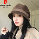 Pierre Cardin French imported quality corduroy fisherman hat for women 2025 new autumn and winter versatile beret for cycling to show temperament red M (56-58cm)
