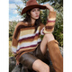 ELLE Retro Sheep Wool Alpaca Striped Sweater Women's 2025 Winter New Lazy Loose Knit Sweater Striped S