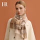HR Helena brand wool scarf for women autumn and winter 2025 new warm scarf birthday gift for girl girlfriend milk coffee grid brand counter gift box