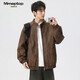MMOPTOP old money velvet leather texture jacket autumn and winter men's handsome loose casual jacket MJK12 coffee XL