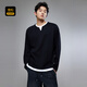 Cabin Henry collar fake two pieces Cabin pure cotton long-sleeved T-shirt men's 2025 autumn new inner top bottoming shirt coal black 01 L /175/50