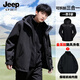 JEEP SPIRIT Jeep Jacket Men's Three-in-One Fleece Jacket Removable Windproof Plus Velvet Autumn and Winter Jacket Men's Jet Black XL