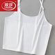 LangSha Ice Silk Seamless Anti-exposure Camisole Women's Underwear Bandeau Covering Breast Breathable Bottoming Short Tight Bra White (1 piece with spaghetti straps) One size fits all (recommended 70-110 Jin Jin is equal to 0.5 kg)