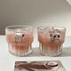 Cartoon high-looking kitten and puppy print stacking cup creative cute glass family juice coffee cup kitten 250ml 1 piece