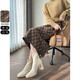 Awakening Paradise Winter Hip Skirt High Waist Slim Versatile Retro Plaid A-Line Woolen Skirt Women Green Plaid L