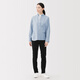 MUJI Women's Cotton Washed Oxford Button Collar Long Sleeve Shirt Women's Shirt Jacket Top 25 Winter Women's Saxon Blue M (160/84A)