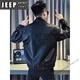 JEEP SPIRIT short leather jacket men's spring and autumn 2025 new single-breasted lapel motorcycle leather jacket trendy men's black M 95-120Jin Jin equals 0.5 kg