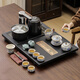 Dameng Zaozhuo's new imitation stone Wujin stone automatic water-filling small tea set simple household beige Ru kiln Kung Fu tea set Yuanshan imitation Wujin stone integrated tea tray 60*45 + double-layer anti-scalding automatic water boiling appliance