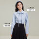 Tumando blue bow tie shirt women's autumn commuting high-end shirt long-sleeved interview workplace top blue M