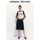 UR2025 autumn new women's denim fashion trendy contrasting color spliced ​​drawstring denim shorts UYL850151 blue 26
