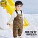 G.DUCKKIDS high-end children's down silk pants boys and girls overalls winter thickened baby down silk pants baby wear inside and outside A coffee color bear 90 cm