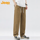 JEEP Casual Pants Men's Autumn and Winter Straight Loose Work Pants Men's Pure Cotton Trendy Men's Pants Khaki XL