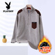 Playboy (PLAYBOY) sweater jacket for men in spring, autumn and winter Korean version simple turtleneck zipper for young men versatile plus velvet thickened sweater 854~light khaki M