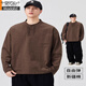 Modal Henry collar pure cotton long-sleeved T-shirt for men 2025 new autumn loose casual solid color bottoming shirt sweatshirt for men 9801 dark gray slub cotton-natural M 100-115Jin Jin equals 0.5 kg