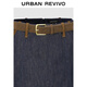 UR2025 Autumn New Women's Clothing Retro Contrast Color Belt Skirts Denim Shorts UWU850007+ Blue 26