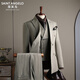 SAINT ANGELO double-breasted plaid suit men's business formal fit anti-wrinkle high-end casual large size suit three-piece khaki (suit + vest + trousers) M 48 (90-110 Jin Jin is equal to 0.5 kg)
