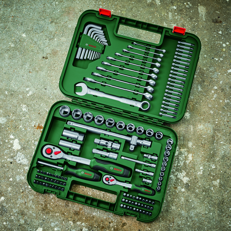 Bosch (BOSCH) 132-piece fastening tool set dual-hand hexagonal ratchet socket wrench screwdriver bit tool box mixed set