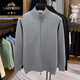 Classic Car (LAOYECHE) 100% pure wool sweater jacket for men in autumn and winter new temperament stand-up collar knitted cardigan middle-aged zipper warm sweater black XL (175) weight 65-75kg