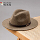 Woodpecker (TUCANO) new autumn and winter men's classic retro herringbone wool flat brim hat casual fashion large head circumference hat brown herringbone flat brim M (56-58cm)