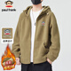 Paul Frank Jacket Men's Autumn and Winter Trendy Double-sided Velvet Hooded Jacket Men's Polar Fleece Warm Men's Khaki XL