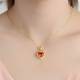 Beimixing Love Ruby Pendant Chain Necklace for Women 18k Gold Plated Titanium Steel Design Fashion Birthday Gift