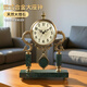 Hanshi (Hense) European metal desk clock living room decoration clock fashionable high-end table clock light luxury quartz clock HD6318 alloy + marble