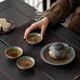 Yipin Spring and Autumn Old Rock Mud Lianji Pot Household Stoneware Teapot Teacup One Pot Three Cup Tea Maker Ceramic Kung Fu Tea Set Small Set Rock Painting Time-Lianji Pot + Garden Pot Comes with Three Cups