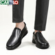 CARTELO crocodile leather shoes for men, first-layer cowhide, soft sole, comfortable one-leg business casual dad men's shoes 6931 black 43