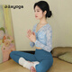 Double show 2025 super hot yoga wear high-end fake two-piece beautiful Pilates suit for women autumn and winter long-sleeved sports fitness top Gray rose top M 95-110