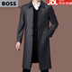 BOSS lapel windbreaker men's spring and autumn long business casual middle-aged knee-length men's thin jacket navy blue 4XL 195 (suitable for 190-205 Jin Jin equals 0.5 kg)
