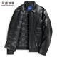 Mark Huafei Goose Down Work Jacket Men's 2025 Autumn and Winter New American PU Leather Lapel Warm Jacket 7006 Black 001 M 170