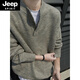 JEEP SPIRITcleanfit henley collar sweater men's autumn and winter warm sweater men's inner long-sleeved base sweater dark gray XL 130 to 145Jin Jin equals 0.5 kg can be worn