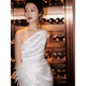 Lism International First-Line Brand White Engagement Robe de fiançailles à huit heures Dîner mariée Robe de mariée personnalisée Vêtements de toast en satin blanc (spot) xs