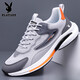 Playboy (Playboy) Herrenschuhe 2025 Neue lässige Sneaker Mesh atmungsaktives leichtes, weiches Sohle Anti-Rutsch-Schock-absorbierender Laufschuhe Schwarz H9908 [Lederoberfläche] [Four Seasons] 42 [Standard-Sneaker-Größe]