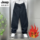JEEP SPIRIT autumn and winter plus velvet 2025 American casual trousers men's machete pants loose straight corduroy sports trousers black plus * velvet XL 135-155Jin Jin equals 0.5 kg