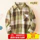 October Mommy (octmami) October Mommy fashion plaid lapel shirt soft and comfortable fabric breathable green 120