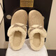 Retro bow thick-soled toe-cap fur slippers for women for outer wear 2025 new autumn and winter plus velvet warm Birkenstock cotton slippers C80 card color 37