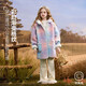 ASK JUNIOR children's coat 25 winter medium and large children's hooded fur coat girls contrast plaid warm fleece top