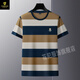 Flores en verano Nueva camiseta de manga corta de polvo rayado con top bordado de gran tamaño con base de polo y polo exterior 6197-Denim azul l (170)