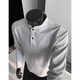 Yiqun Henry collar long-sleeved T-shirt sweatshirt for men in autumn deconstructed splicing design right shoulder bottoming shirt casual versatile POLO shirt light gray XL recommended 120-140Jin Jin equals 0.5 kg